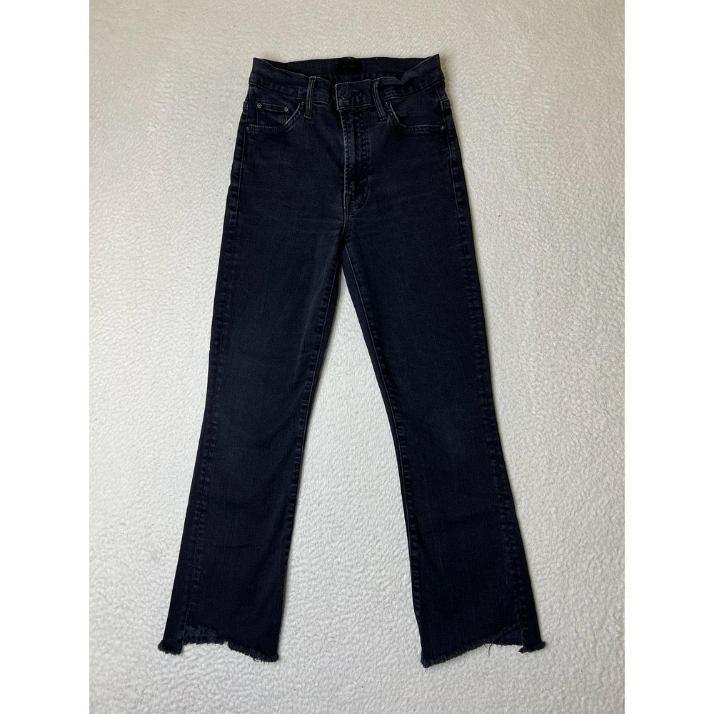 Mother Insider Crop Two‎ Step Fray Jeans Womens 26 Black Not Guilty Stretch